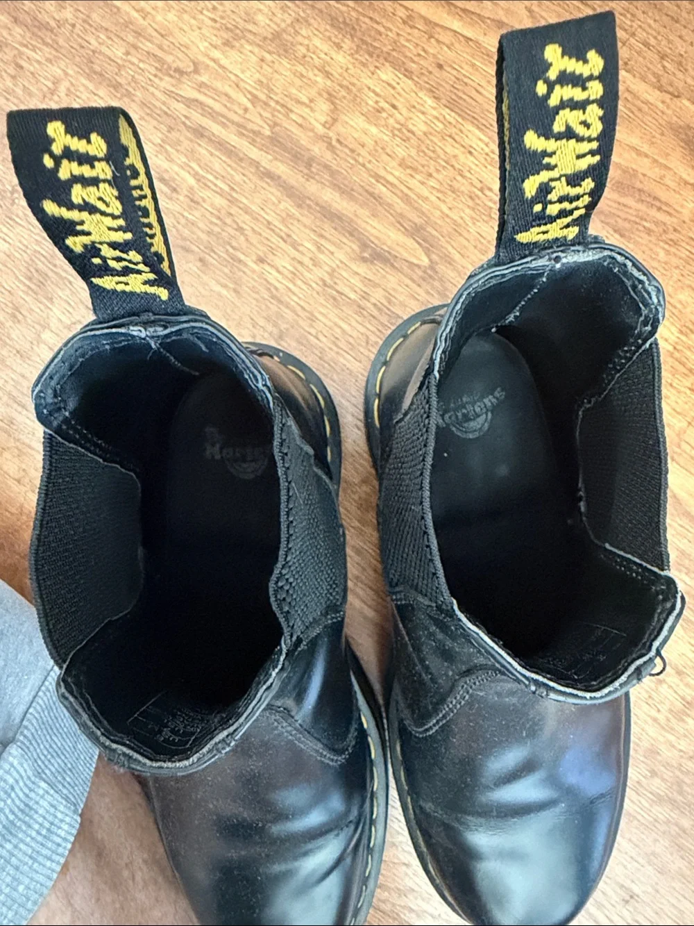 Dr. Martens Black Chelsea Platform Boots with Yellow Stitching